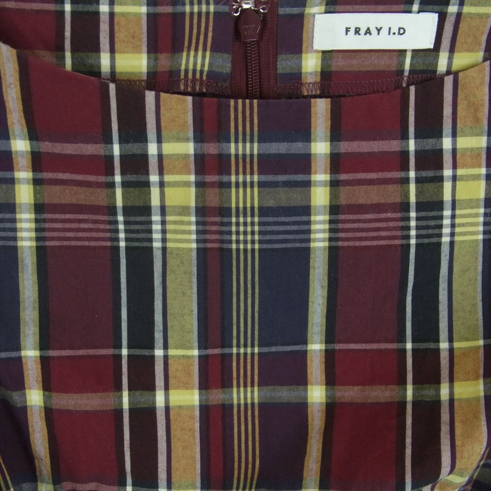 フレイアイディー 18AW FWFO184533 チェック柄 ウエストシャーリング ノースリーブ ワンピース エンジ系 イエロー系 ネイビー系 1【中古】