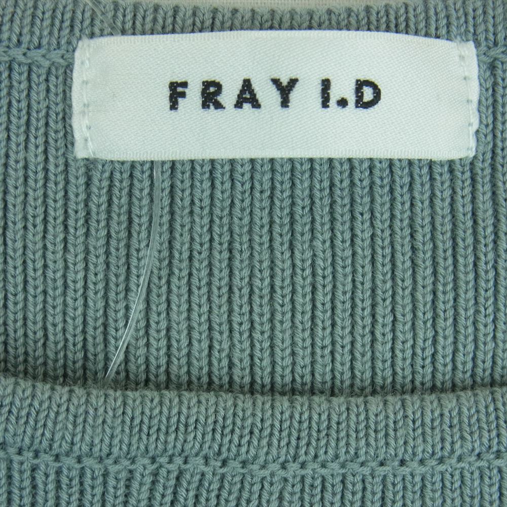 フレイアイディー 20SS FWNO201037 コットン ギャザー ニット コンビ ノースリーブ ワンピース グレイッシュライトブルー系 F【中古】