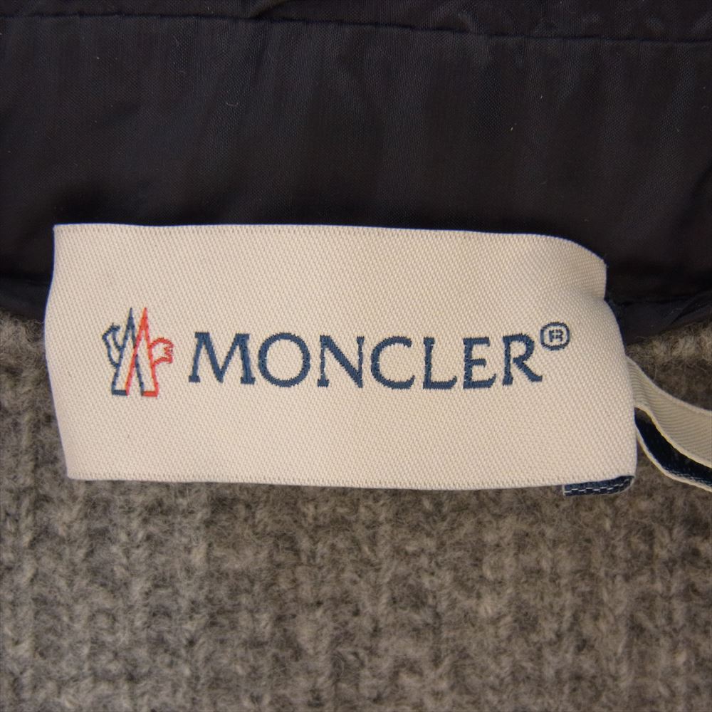 MONCLER モンクレール 17AW C20919412500 9799T MAGLIONE TRICOT CARDIGAN 切替 ダウン ワッフル サーマル ニット 長袖 ジップアップ パーカー グレー系 XXL【中古】