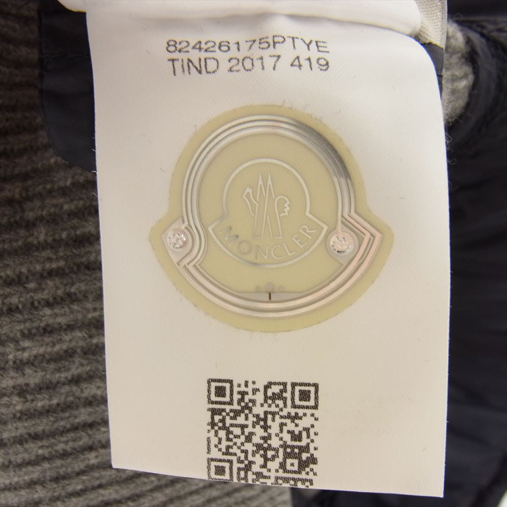 MONCLER モンクレール 17AW C20919412500 9799T MAGLIONE TRICOT CARDIGAN 切替 ダウン ワッフル サーマル ニット 長袖 ジップアップ パーカー グレー系 XXL【中古】