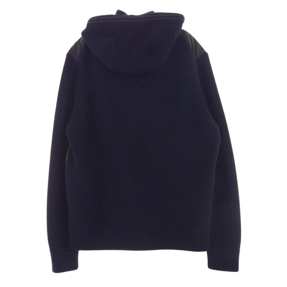 MONCLER モンクレール 420919404000 97338 国内正規品 MAGLIONE TRICOT CARDIGAN 切替 ダウン ワッフル サーマル ニット 長袖 ジップアップ パーカー ブラック系 ネイビー系 XXL【中古】