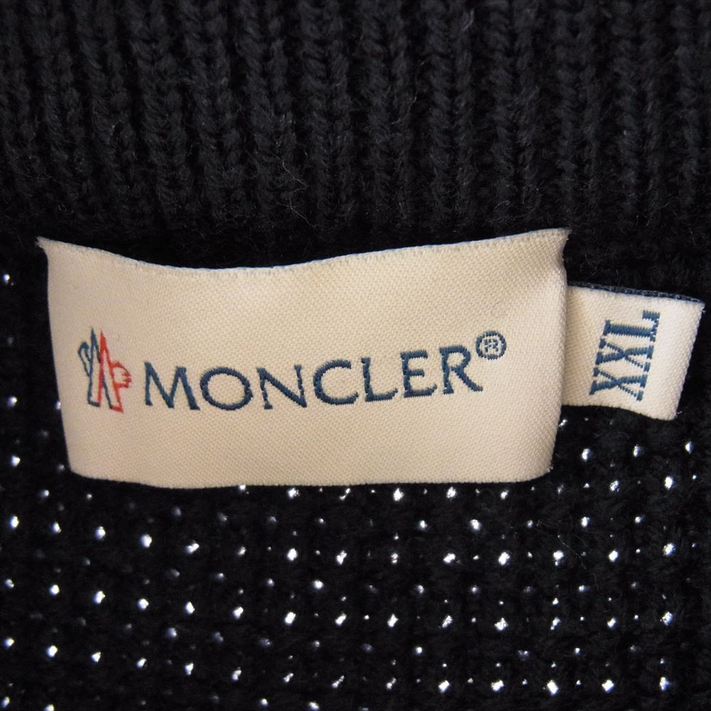 MONCLER モンクレール 420919404000 97338 国内正規品 MAGLIONE TRICOT CARDIGAN 切替 ダウン ワッフル サーマル ニット 長袖 ジップアップ パーカー ブラック系 ネイビー系 XXL【中古】