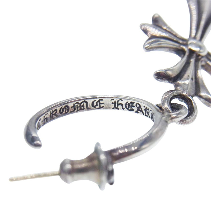 CHROME HEARTS クロムハーツ（原本無） TINY CH CROSS タイニー CH クロス フープ シルバー ピアス【中古】