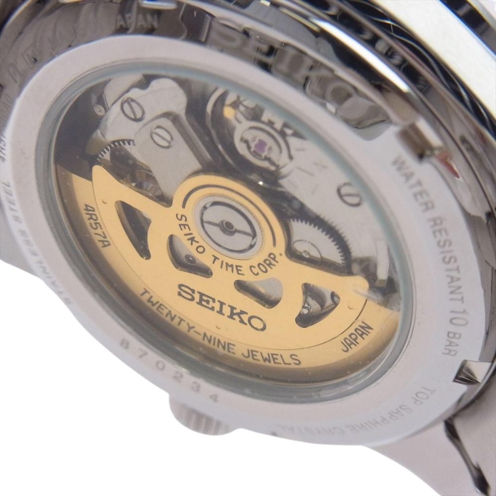 SEIKO セイコー 4R57-00A0 プレサージュ パワーリザーブ オートマチック 腕時計 ウォッチ シルバー系【美品】【中古】