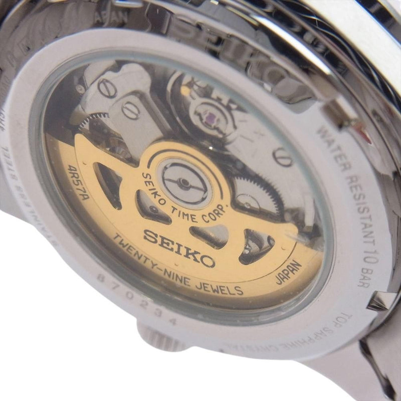 SEIKO セイコー 4R57-00A0 プレサージュ パワーリザーブ オートマチック 腕時計 ウォッチ シルバー系【美品】【中古】