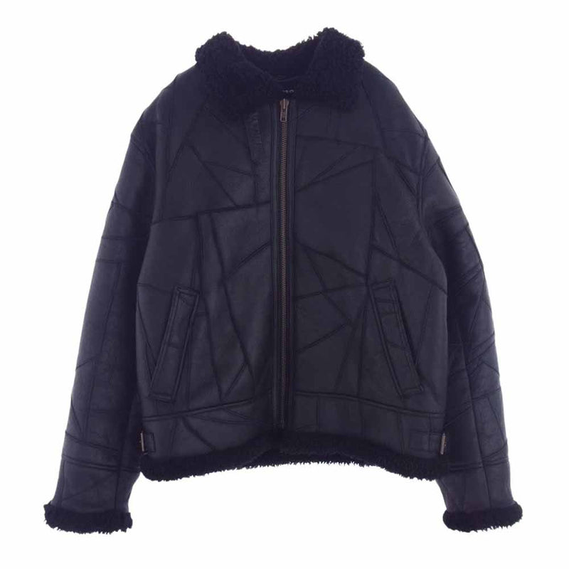 Supreme シュプリーム Patchwork Shearling B-3 Jacket パッチワーク レザー ムートン ジャケット ブラック系 L【中古】