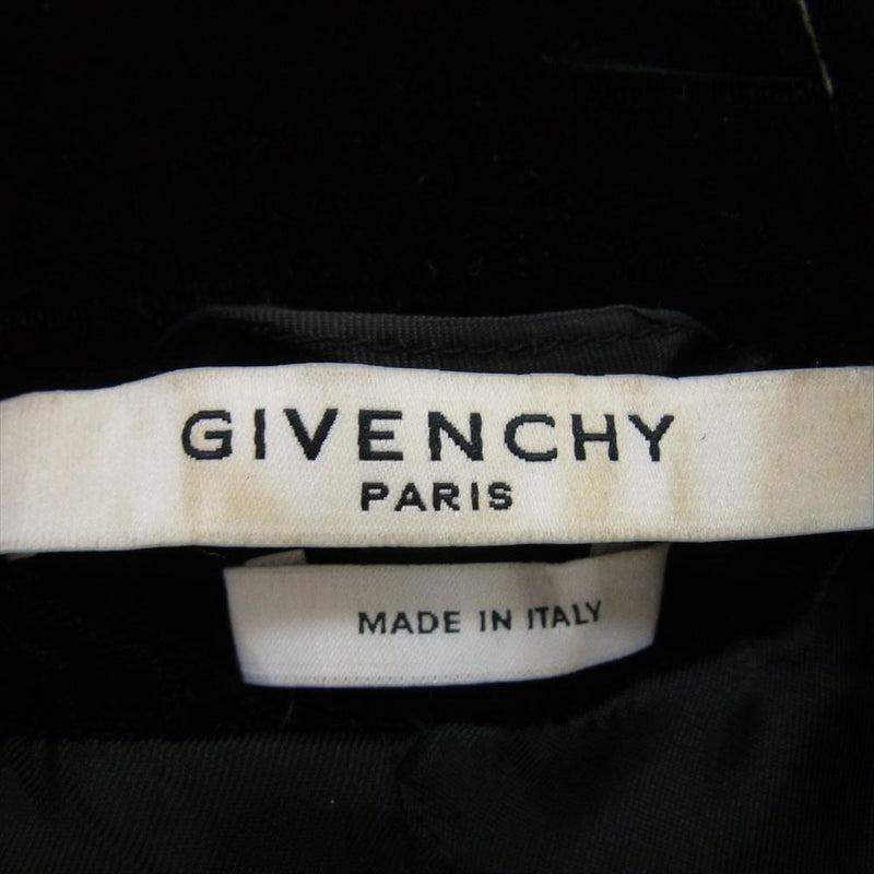 GIVENCHY ジバンシィ 64 3037 30 イタリア製 ベロア ダブル ライダース ジャケット ブラック系 36【中古】