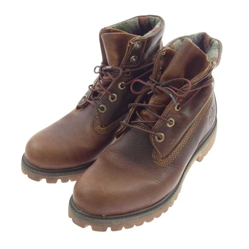 Timberland ティンバーランド 6750R 1640 USA製 WOOLRICH ウールリッチ レザー ブーツ シューズ ブラウン系 25.0cm【中古】