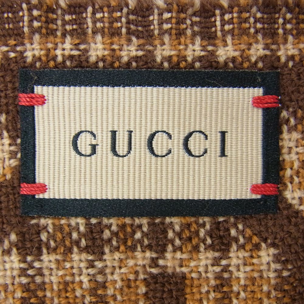 GUCCI グッチ GGロゴ ウール ジャガード スカーフ マフラー ブラウン系【中古】