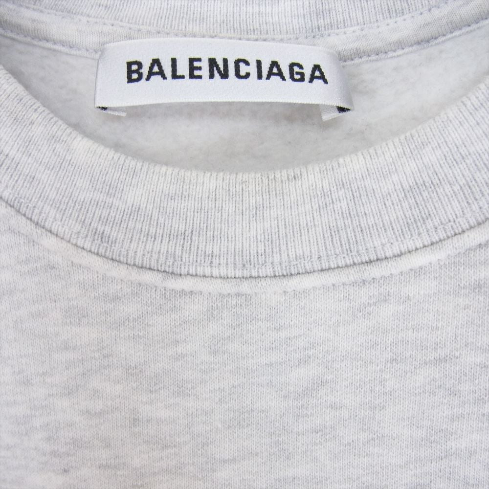 BALENCIAGA バレンシアガ UP57 2017 01983 バック ワッペン ロゴ クルーネック スウェット グレー系 M【中古】