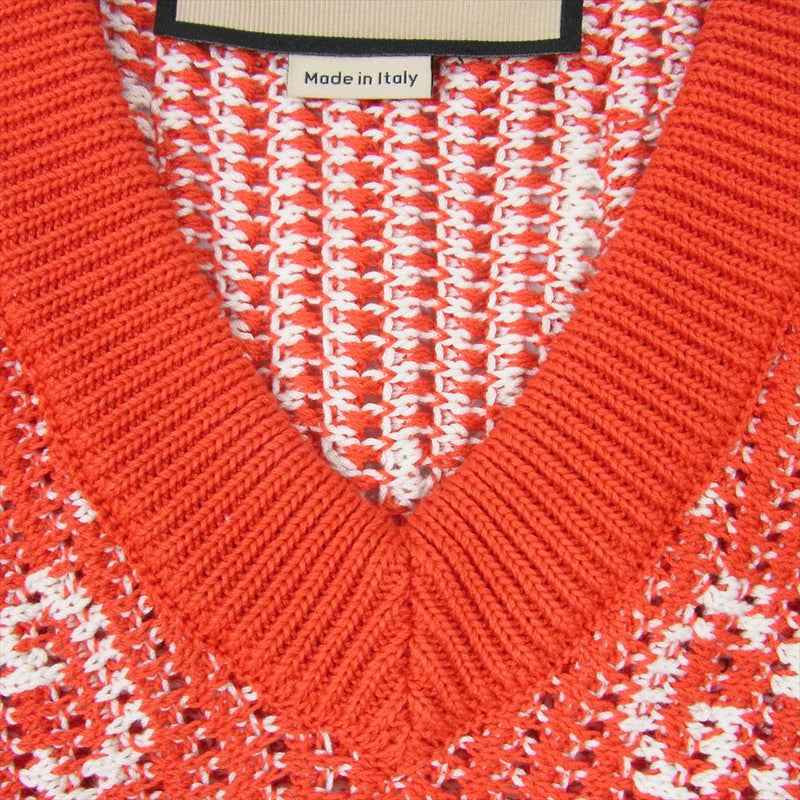GUCCI グッチ 752543 XKDF8 GG cotton knit vest ジージー コットン ジャカード ニット ベスト レッド系 S【中古】