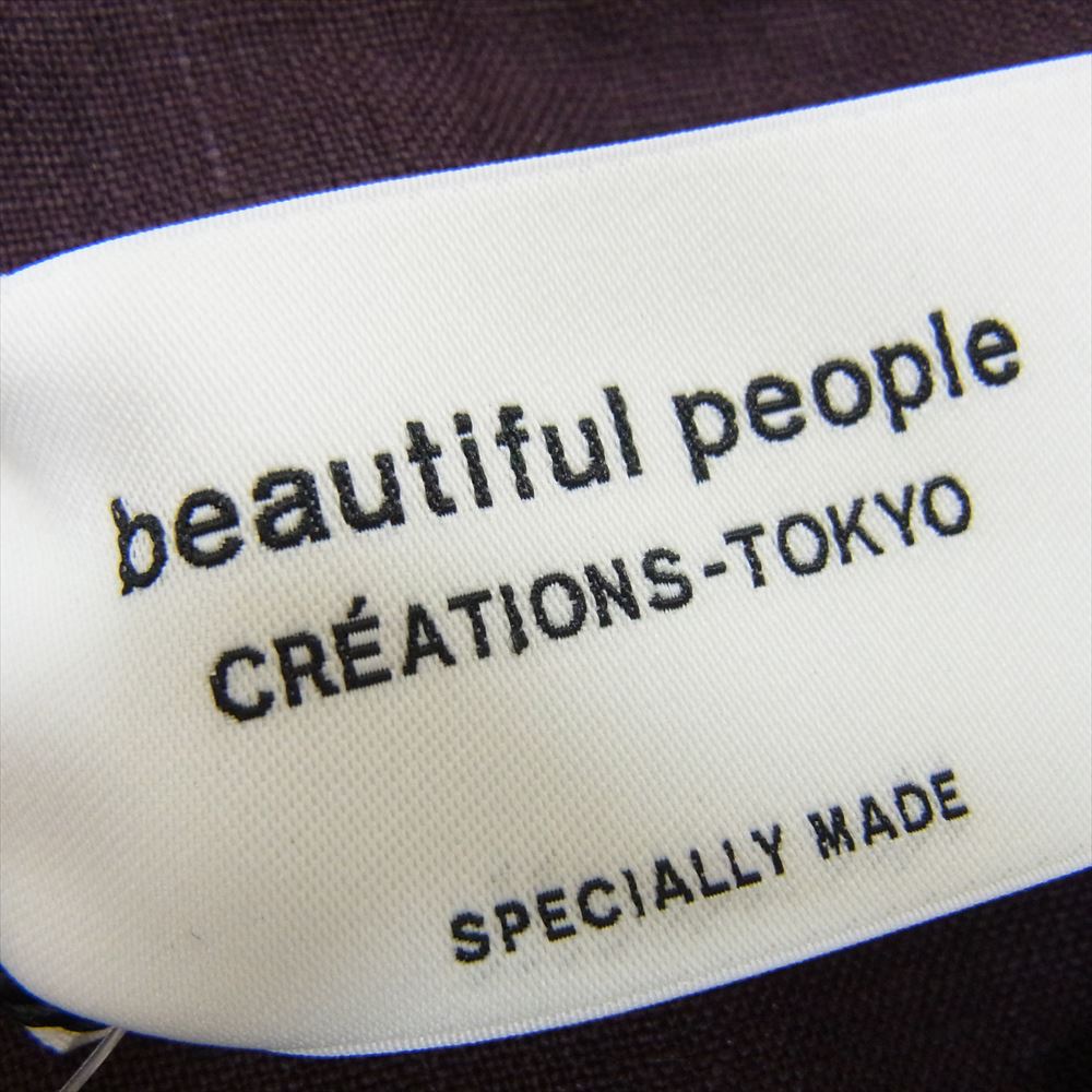 beautiful people ビューティフルピープル 1415106008 double-end bed linen cloth raffle blouse 2way リネン ブラウス パープル系 34【新古品】【未使用】【中古】