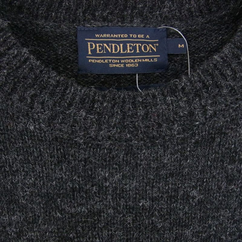 PENDLETON ペンドルトン RF532 WASHABLE WOOL Shetland Crew シェットランド クルー ニット ブラック ブラック系 M【新古品】【未使用】【中古】