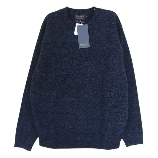PENDLETON ペンドルトン RF532 WASHABLE WOOL Shetland Crew シェットランド クルー ニット  ネイビー系 M【新古品】【未使用】【中古】