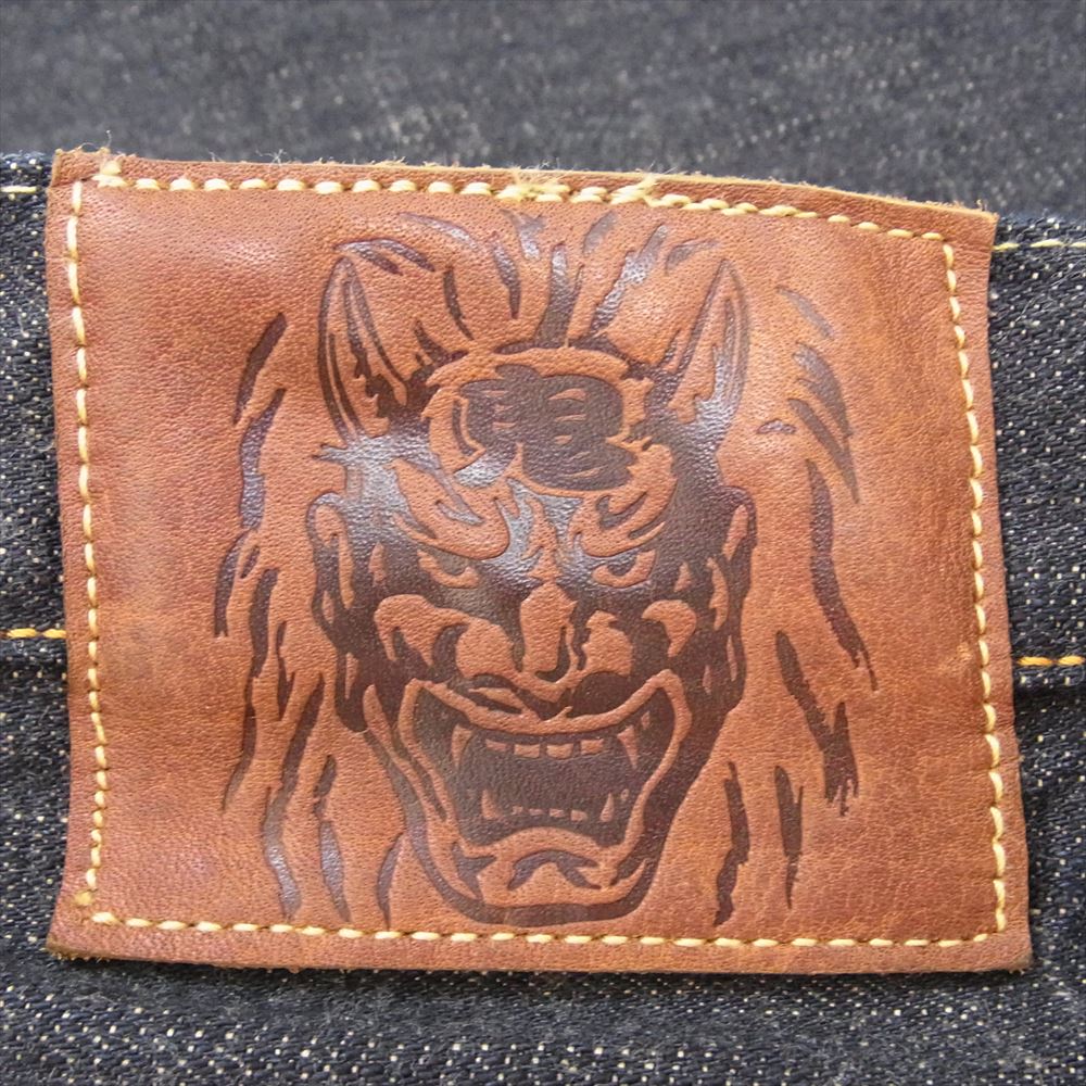 鬼デニム ONI200-14KBE 初代 鬼デニム復活 14oz 緯糸ベージュ ワイド ストレート デニム パンツ インディゴブルー系 30【極上美品】【中古】