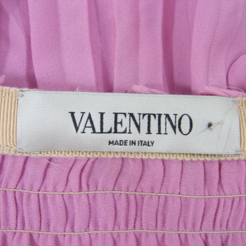 VALENTINO ヴァレンティノ 0000031922 01 シフォン ロング プリーツスカート ピンク系 40【中古】
