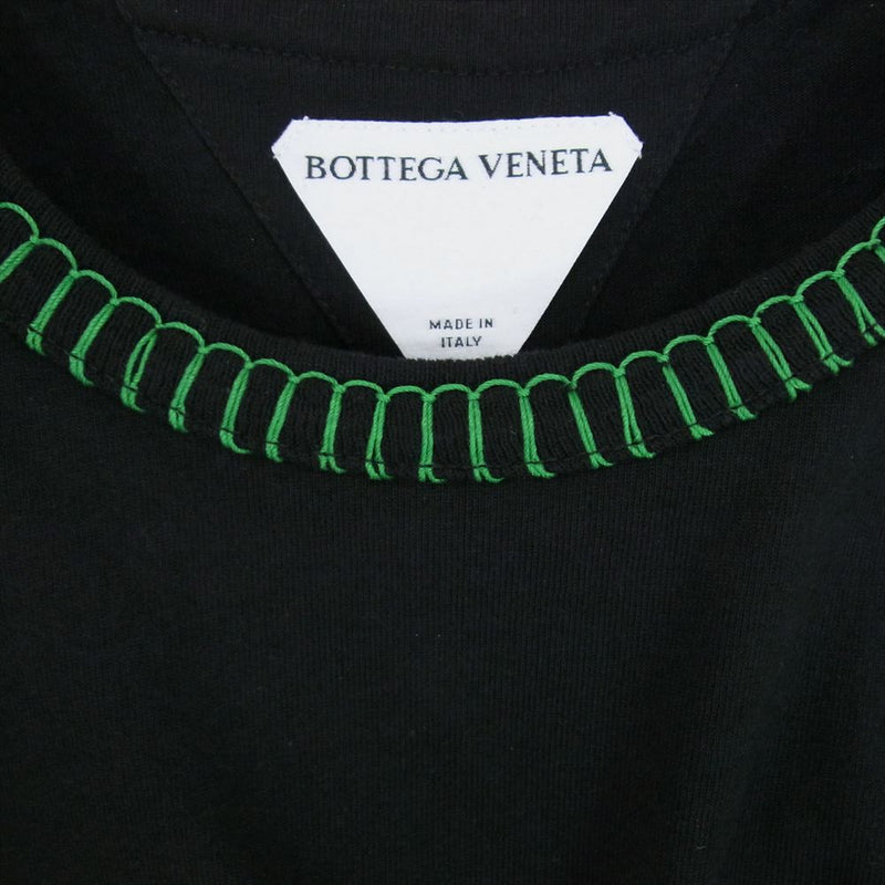 BOTTEGAVENETA ボッテガヴェネタ 23SS 690713 V1P70 オーバーロック ステッチ デザイン Tシャツ ブラック系 M【美品】【中古】