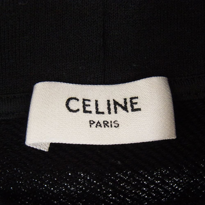 CELINE セリーヌ 23AW 2Y35D4501 トリオンフ 刺繍 カシミヤ ルーズ フーディー パーカー スウェット ブラック系 XL【中古】