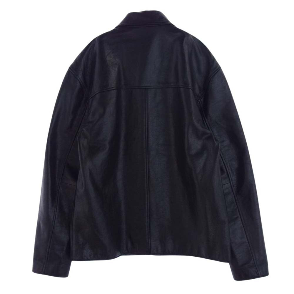 CELINE セリーヌ 2ED041320 牛革 カウハイド 裏地キルティング ジップアップ レザー ポリスマン ジャケット ブラック系 46【中古】