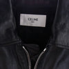 CELINE セリーヌ 2ED041320 牛革 カウハイド 裏地キルティング ジップアップ レザー ポリスマン ジャケット ブラック系 46【中古】