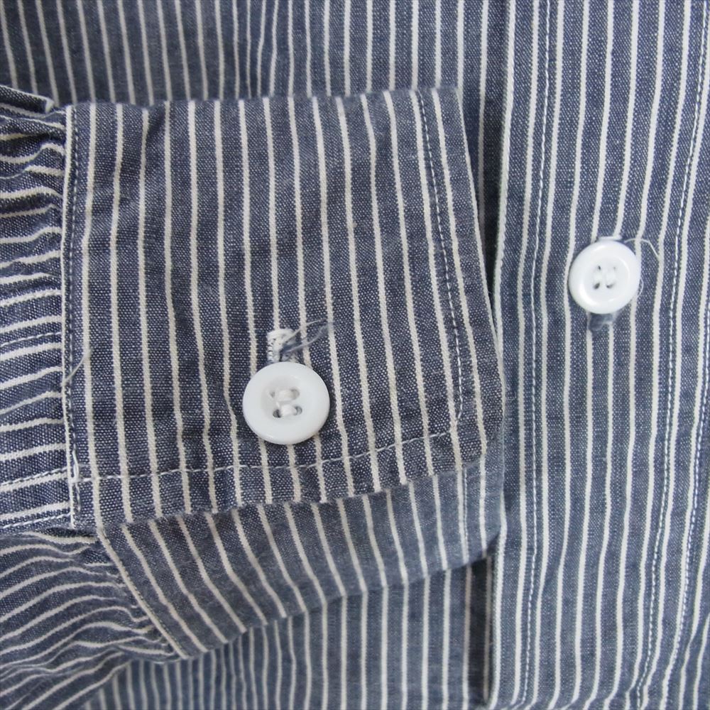 AT LAST アットラスト ストライプ プルオーバー 長袖 シャツ ブルー系 15 1/2【中古】