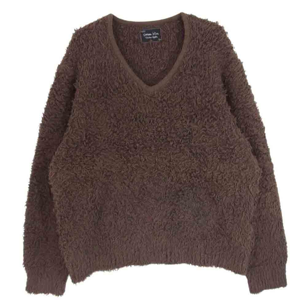 NUMBER(N)INE ナンバーナイン 03AW カート期 アーカイブ 宮下期 Vネック シャギー コットン アルパカ プルオーバー  ブラウン系 4【中古】