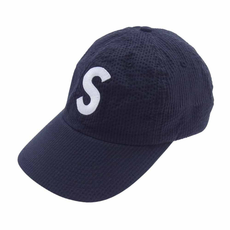 Supreme シュプリーム 24SS Seersucker S Logo 6-Panel シアサッカー Sロゴ 6パネル キャップ  ネイビー系【中古】