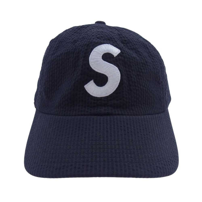 Supreme シュプリーム 24SS Seersucker S Logo 6-Panel シアサッカー Sロゴ 6パネル キャップ  ネイビー系【中古】