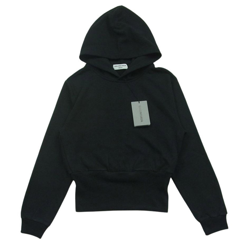 BALENCIAGA バレンシアガ 698485 TMVC6 Cropped hoodie クロップド プルオーバー パーカー フーディー ブラック系 S【美品】【中古】