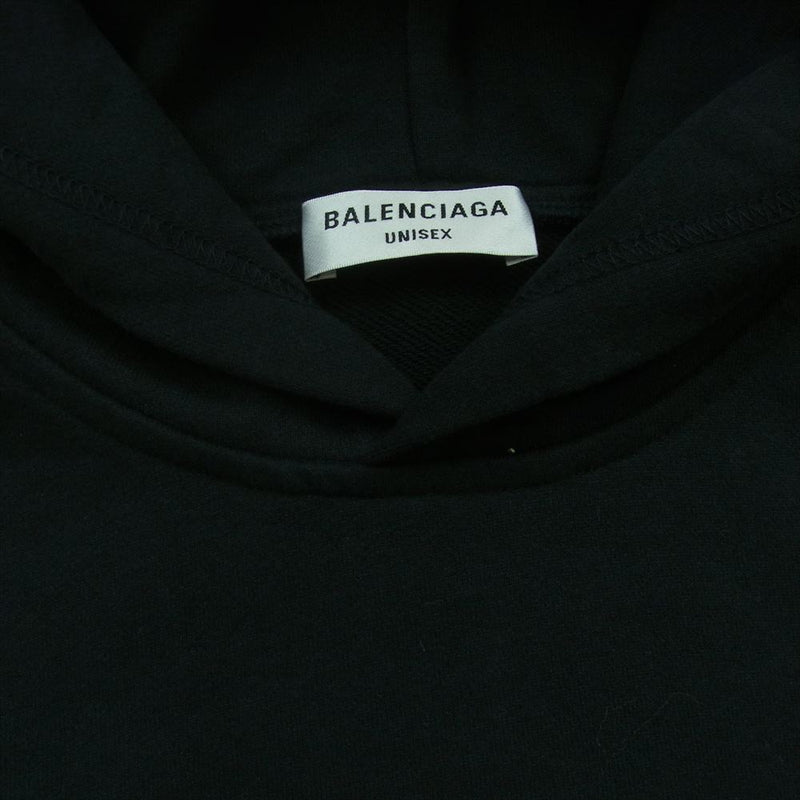 BALENCIAGA バレンシアガ 698485 TMVC6 Cropped hoodie クロップド プルオーバー パーカー フーディー ブラック系 S【美品】【中古】