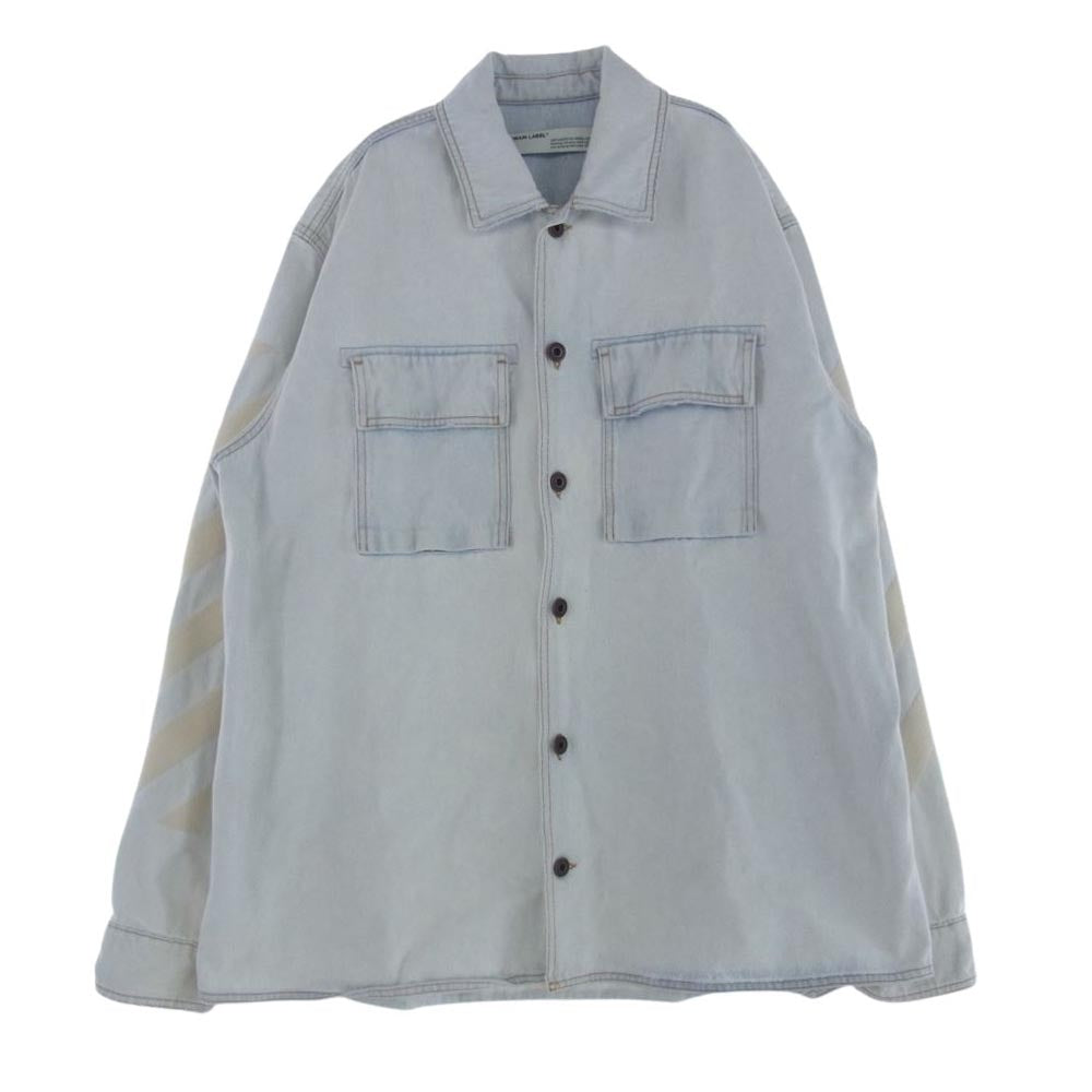 OFF-WHITE オフホワイト 20SS OMYD017R20386018 Diag Oversize Denim Shirt ダメージ加工 ロゴ オーバーサイズ デニム シャツ ジャケット S【中古】