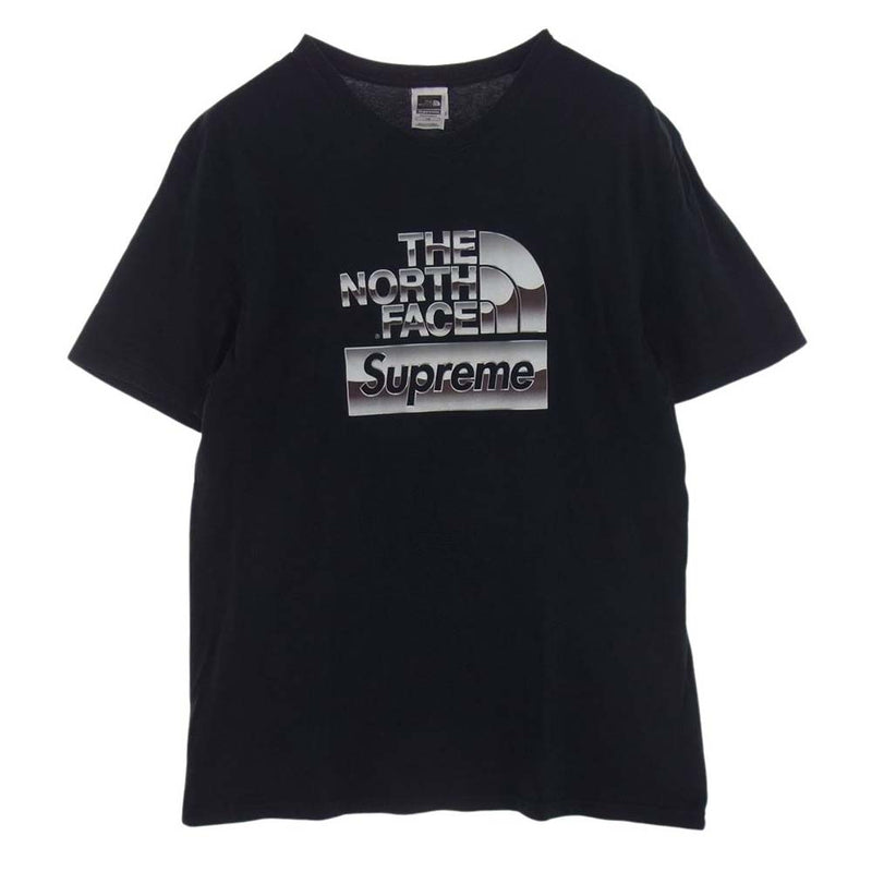 Supreme シュプリーム  18SS  NT31808I ×THE NORTH FACE ノースフェイス CHROME クローム TEE Metallic Logo メタリック ロゴ Tシャツ 半袖 カットソー ブラック系 L【中古】