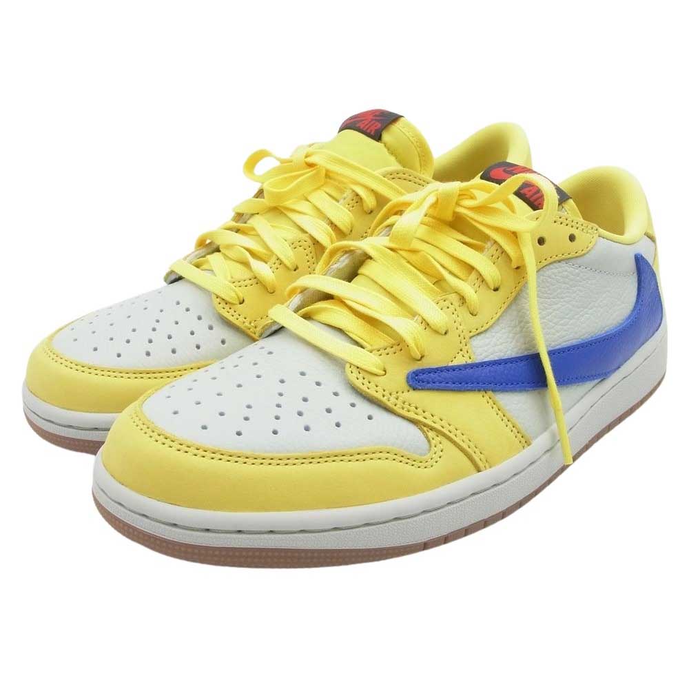 NIKE ナイキ DZ4137-700 フェイクバスターズ鑑定済 × Travis Scott WMNS Air Jordan 1 Retro Low OG Canary トラヴィス・スコット ウィメンズ エアジョーダン1 レトロ ロー OG カナリー ローカット スニーカー イエロー系 ブルー系 27.5cm【新古品】【未使用】【中古】