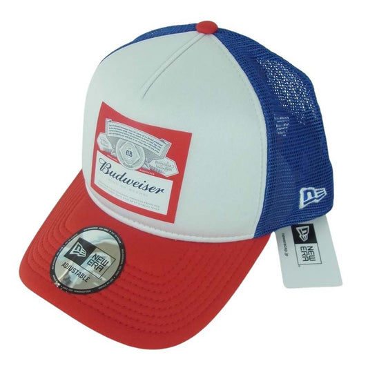 NEW ERA ニューエラ 13534537 9FORTY A-Frame Budweiser トラッカー バドワイザー ラベルロゴ メッシュ キャップ ブルー系 ホワイト系 レッド系【極上美品】【中古】