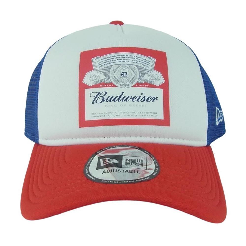 NEW ERA ニューエラ 13534537 9FORTY A-Frame Budweiser トラッカー バドワイザー ラベルロゴ メッシュ キャップ ブルー系 ホワイト系 レッド系【極上美品】【中古】