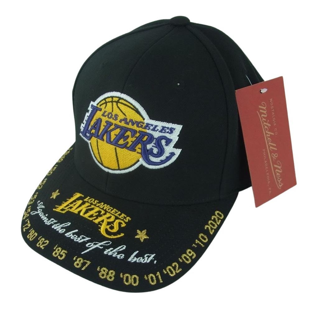 ミッチェル＆ネス LD21229 LA LAKERS レイカーズ 刺繍 6パネル キャップ 帽子 ブラック系【極上美品】【中古】