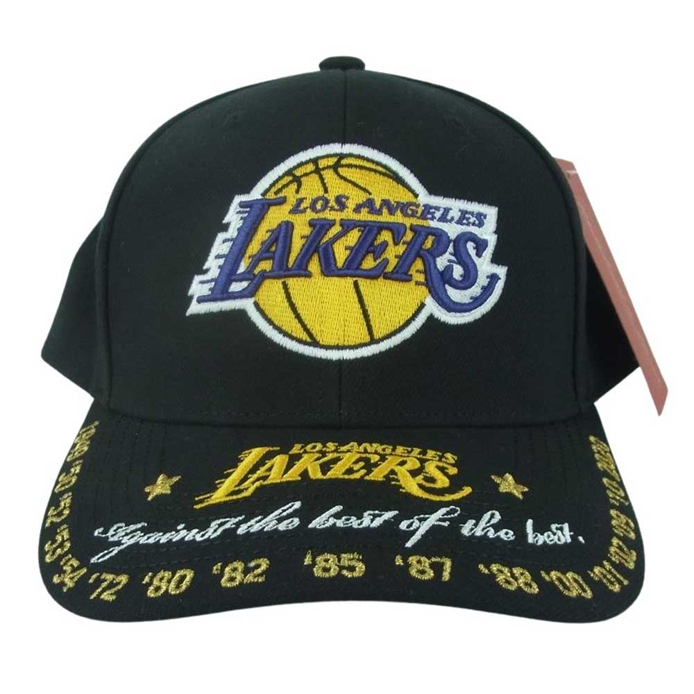 ミッチェル＆ネス LD21229 LA LAKERS レイカーズ 刺繍 6パネル キャップ 帽子 ブラック系【極上美品】【中古】