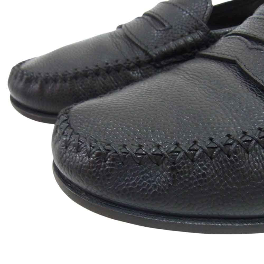 Salvatore Ferragamo サルヴァトーレフェラガモ UR18898  グレイン レザー コインローファー ブラック系 7 EE【中古】