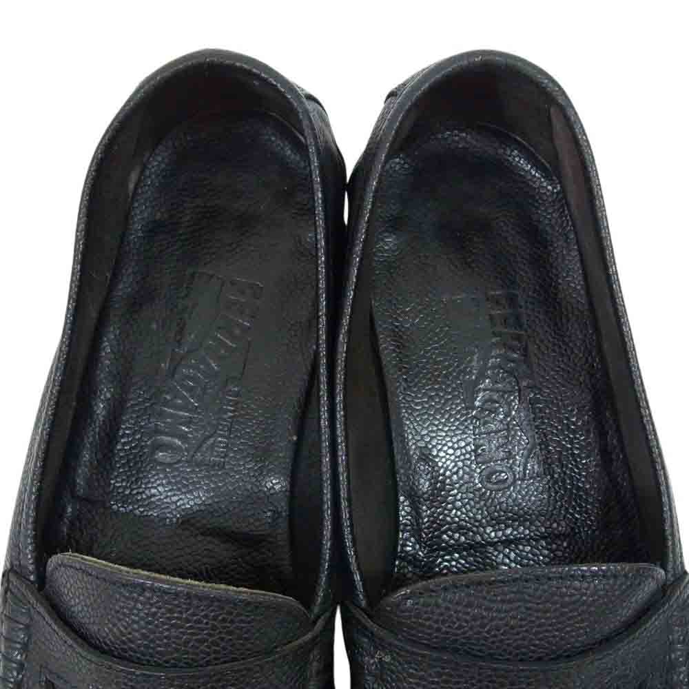 Salvatore Ferragamo サルヴァトーレフェラガモ UR18898  グレイン レザー コインローファー ブラック系 7 EE【中古】