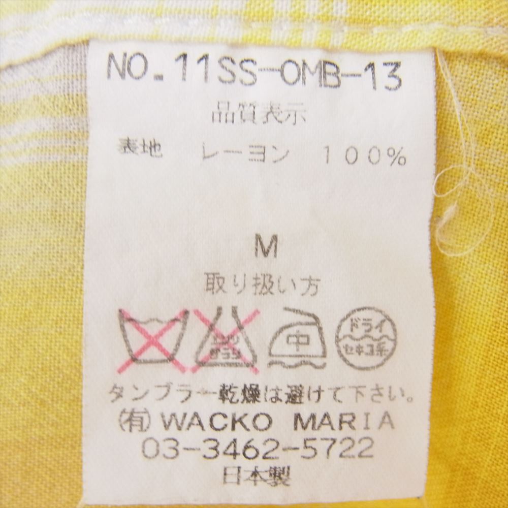 WACKO MARIA ワコマリア 11SS 11SS-OMB-13 オンブレチェック エンブロイダリー バック 刺繍 オープンカラー 半袖 シャツ イエロー系 M【中古】