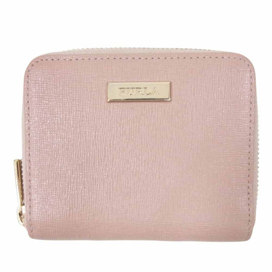 Furla フルラ ラウンドジップ 二つ折り 財布 コインケース ピンク系【中古】
