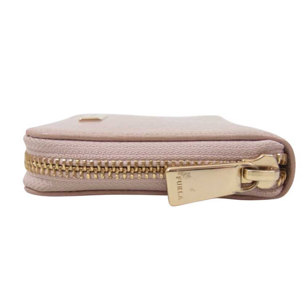 Furla フルラ ラウンドジップ 二つ折り 財布 コインケース ピンク系【中古】