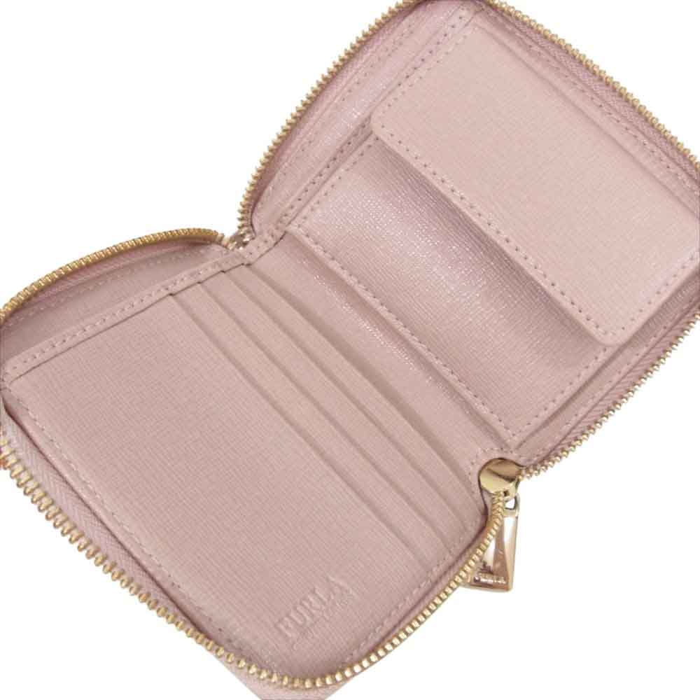 Furla フルラ ラウンドジップ 二つ折り 財布 コインケース ピンク系【中古】