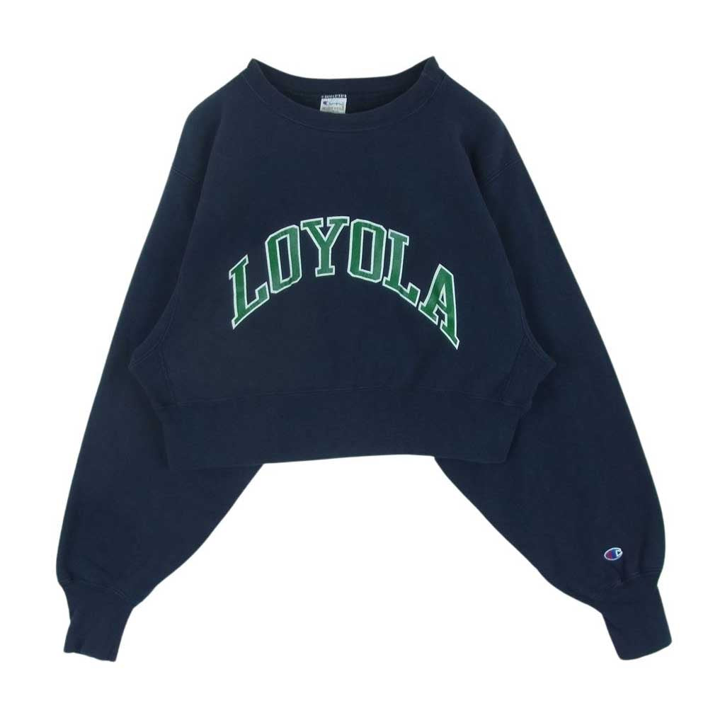 Champion チャンピオン 90s 刺繍タグ LOYOLA SHINZONE シンゾーンリメイク リバースウィーブ ロゴ スウェット  ダークネイビー系 XL【中古】