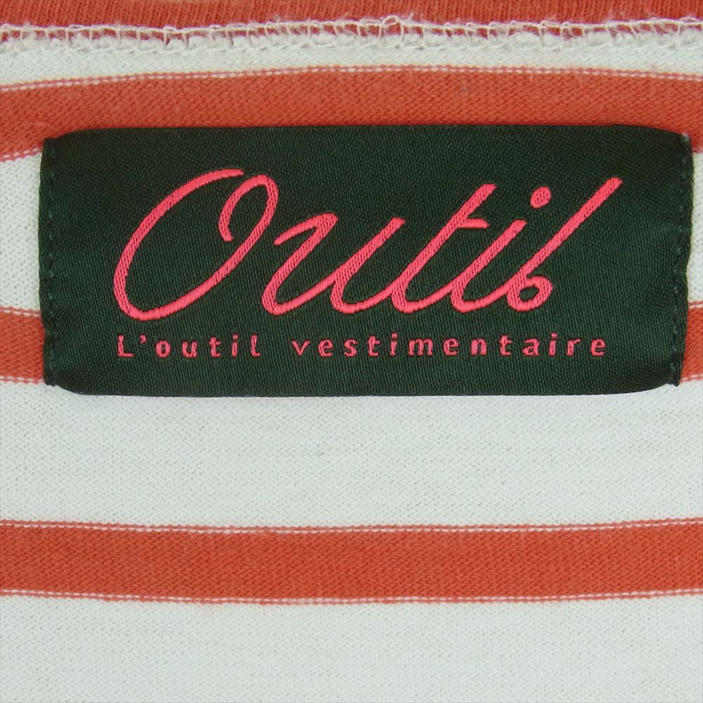 ウティ ボーダー カットソー ロンT 長袖 Tシャツ コットン フランス製 レッド系 ホワイト系 2【中古】