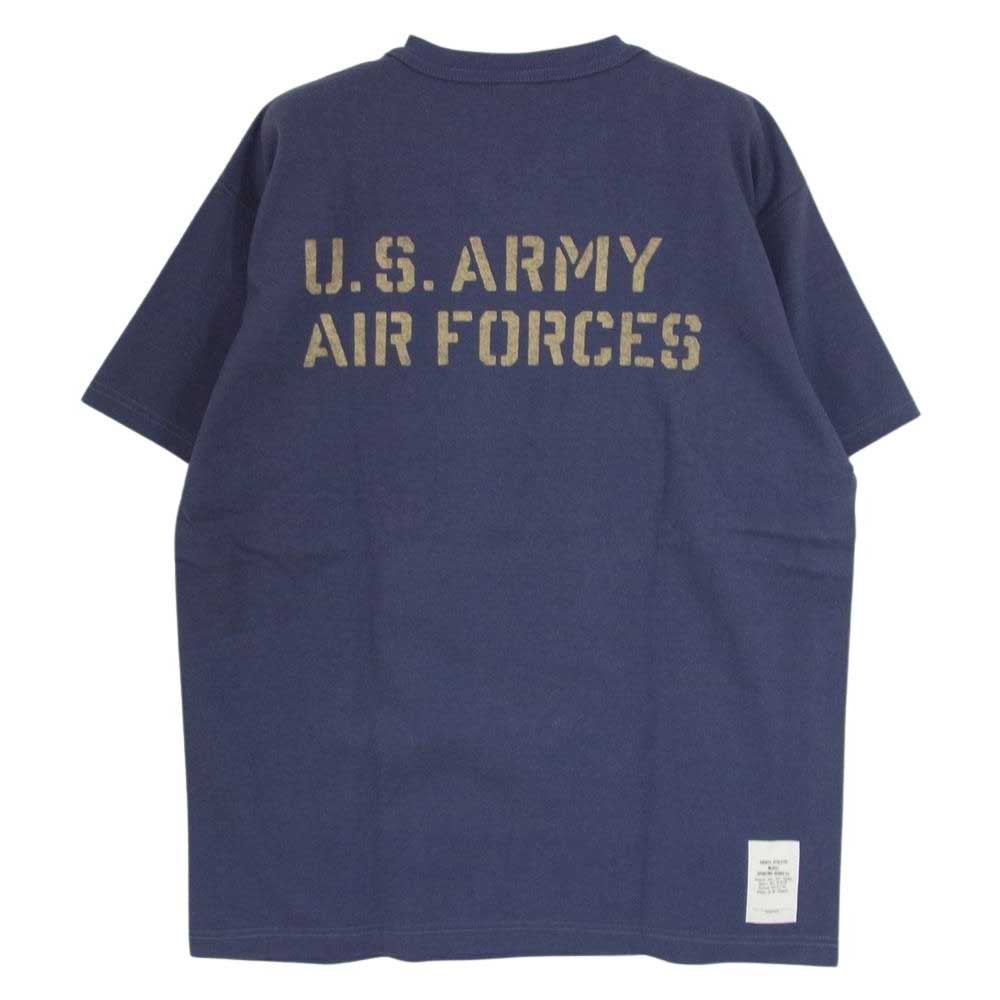 TOY'S McCOY トイズマッコイ TMC1925 MILITARY S/S TEE AAF 0817218 フロッキープリント 前Vガゼット コットン 半袖 Tシャツ ネイビー系 L【極上美品】【中古】