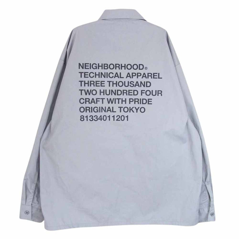 NEIGHBORHOOD ネイバーフッド 22SS 221TSNH-SHM01  CLASSIC WORK EC SHIRT クラシック ワーク 長袖 シャツ グレー系 L【中古】