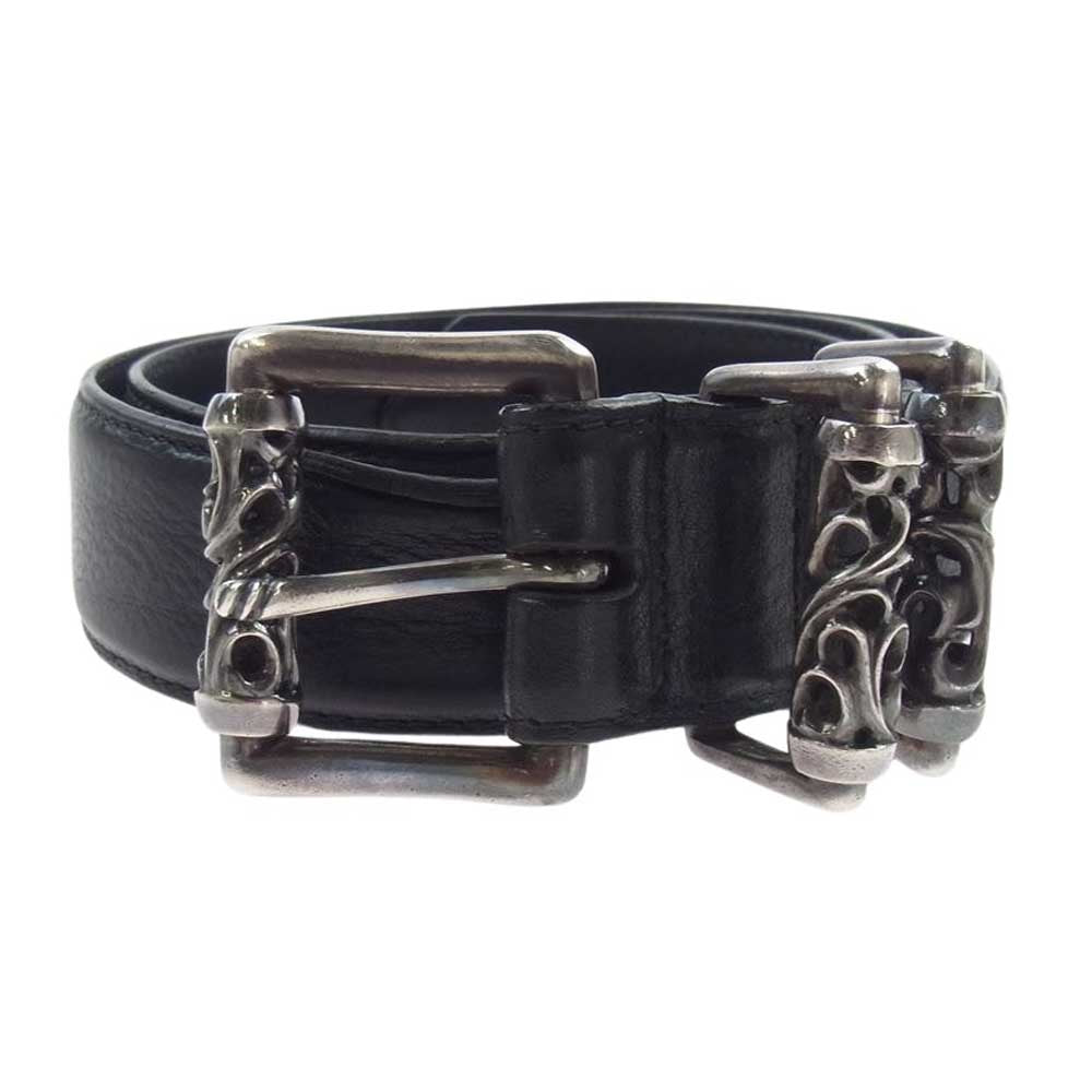 CHROME HEARTS クロムハーツ（原本有） ROLLER 1.5 3PC ローラー レザーベルト ブラック系 30【中古】