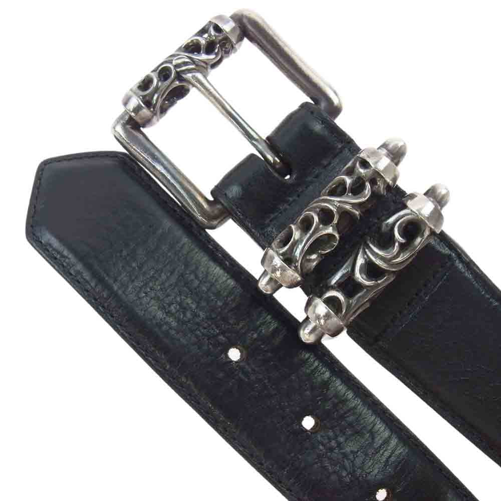 CHROME HEARTS クロムハーツ（原本有） ROLLER 1.5 3PC ローラー レザーベルト ブラック系 30【中古】