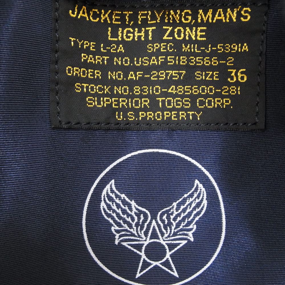 Buzz Rickson's バズリクソンズ BR12984 L-2A SUPERIOR TOGS CORP フライトジャケット Spec.MIL-J-5391A ネイビー系 36【中古】